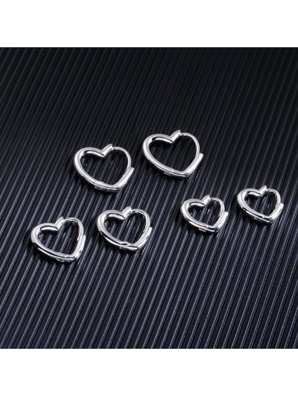 Sterling Silver Heart Hoop Earrings - Silver Heart Huggie Set